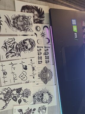 Black and White Temporary Tattoo Sheet Set